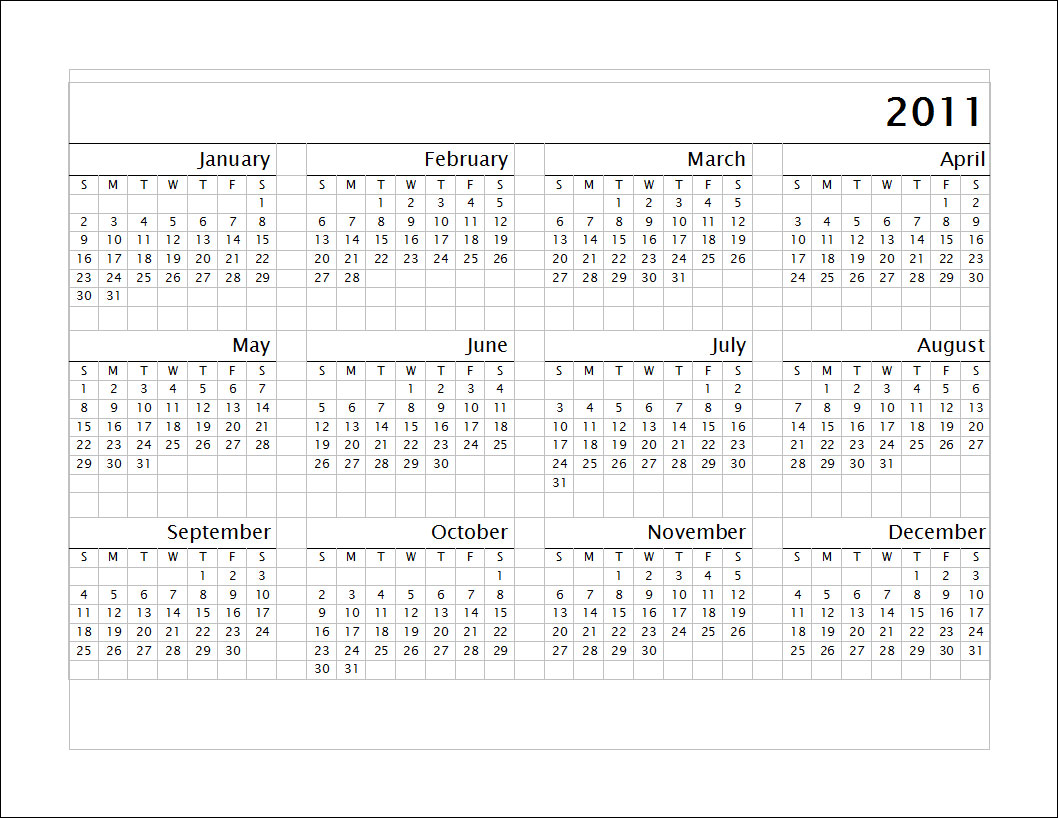 2011 Calendar Australia Printable