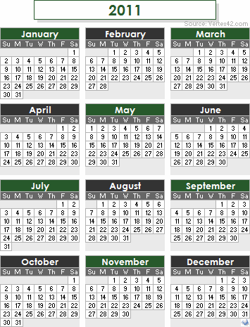 2011 Calendar Australia Printable