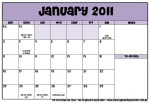 2011 Calendar Australia Printable