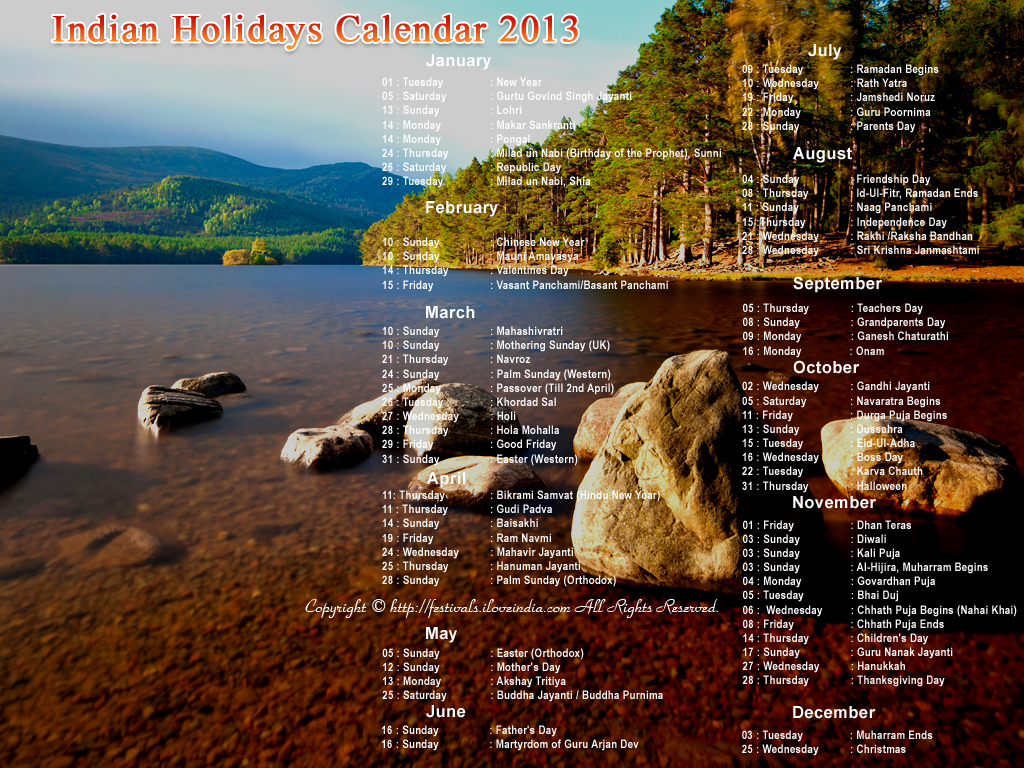 2011 Calendar India With Holidays And Festivals