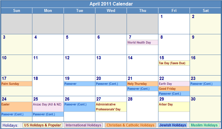 2011 Calendar Indian Festival