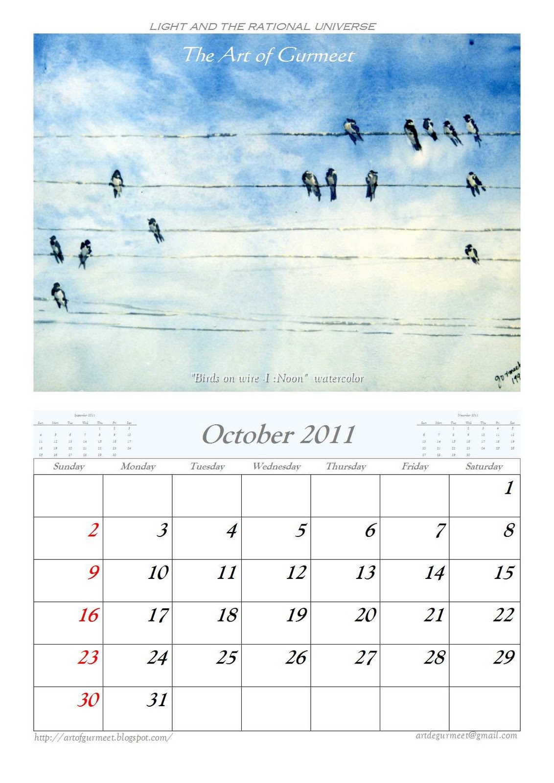 2011 Calendar October