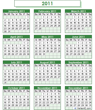 2011 Calendar Pdf