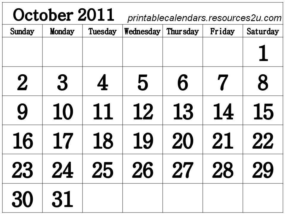 2011 Calendar Printable