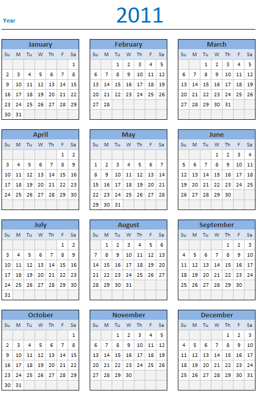 2011 Calendar Printable