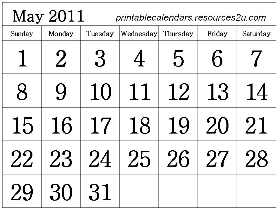 2011 Calendar Printable