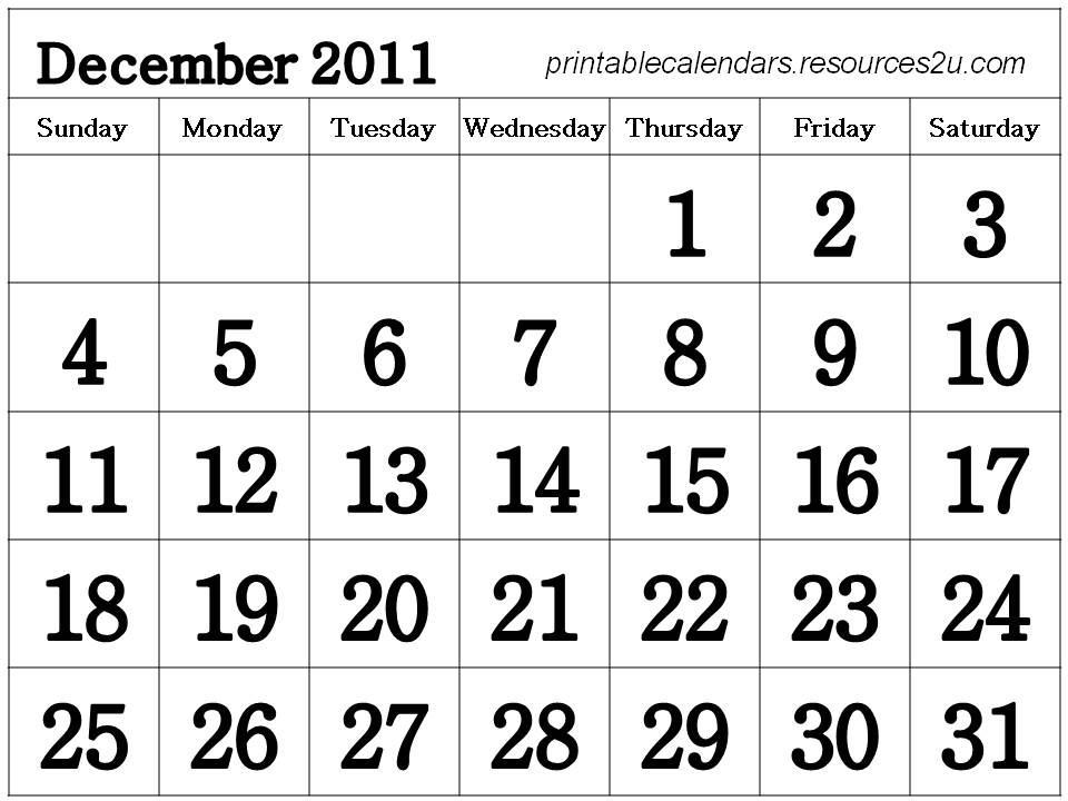 2011 Calendar Printable