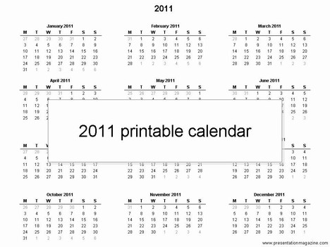 2011 Calendar Printable