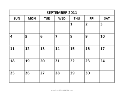 2011 Calendar Printable