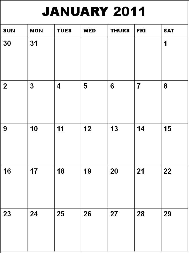 2011 Calendar Printable Monthly