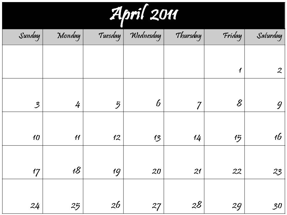 2011 Calendar Printable Monthly