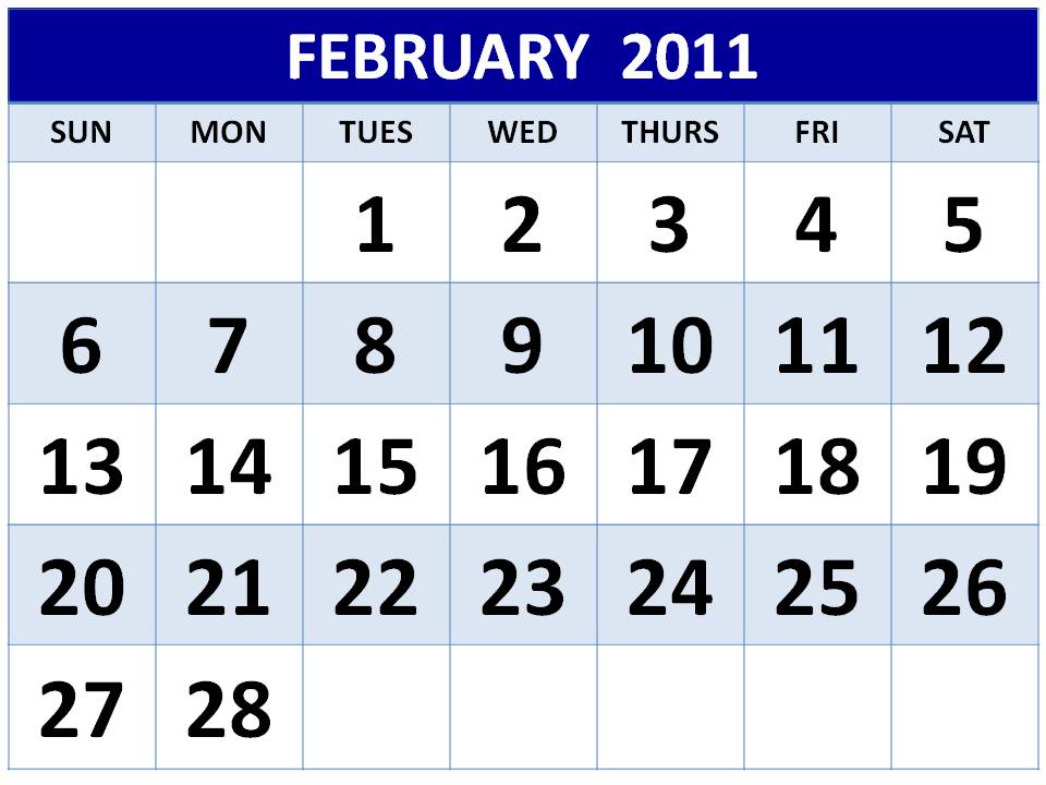 2011 Calendar Printable Monthly