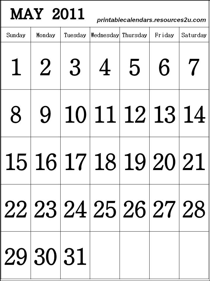 2011 Calendar Printable Template