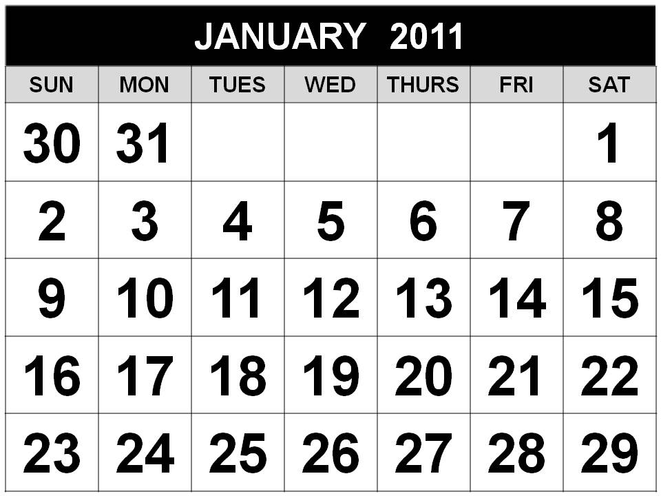 2011 Calendar Printable Template