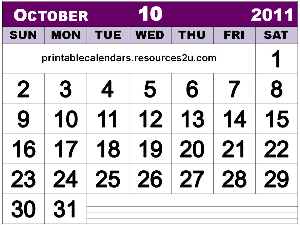 2011 Calendar Printable Template