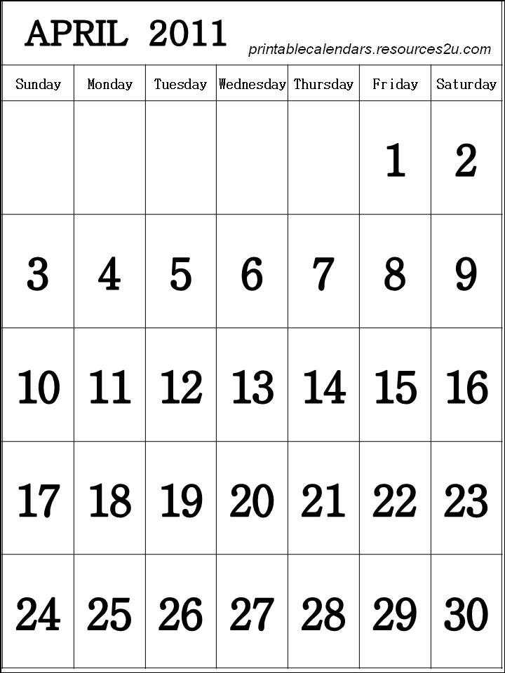 2011 Calendar Printable Template