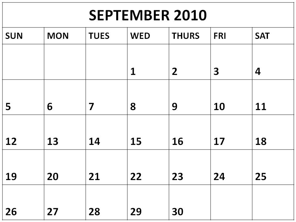 2011 Calendar September