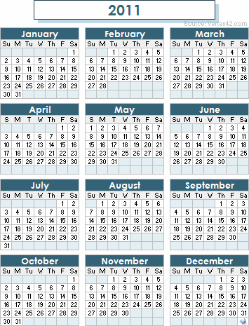 2011 Calendar Uk