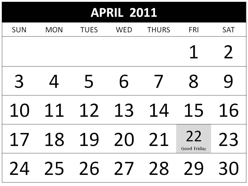 2011 Calendar With Bank Holidays