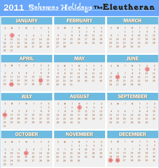 2011 Calendar With Bank Holidays