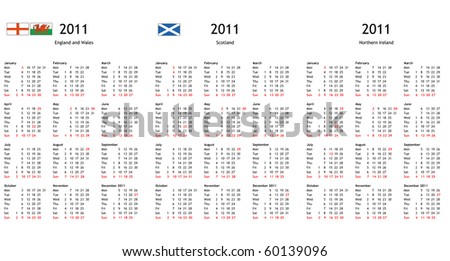 2011 Calendar With Bank Holidays