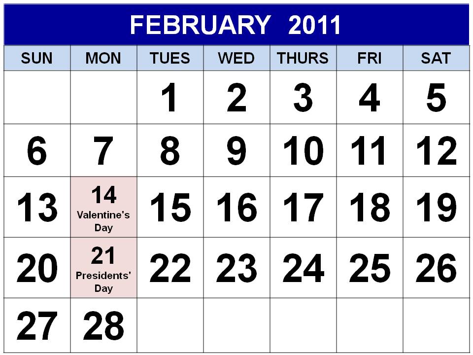 2011 Calendar With Holidays