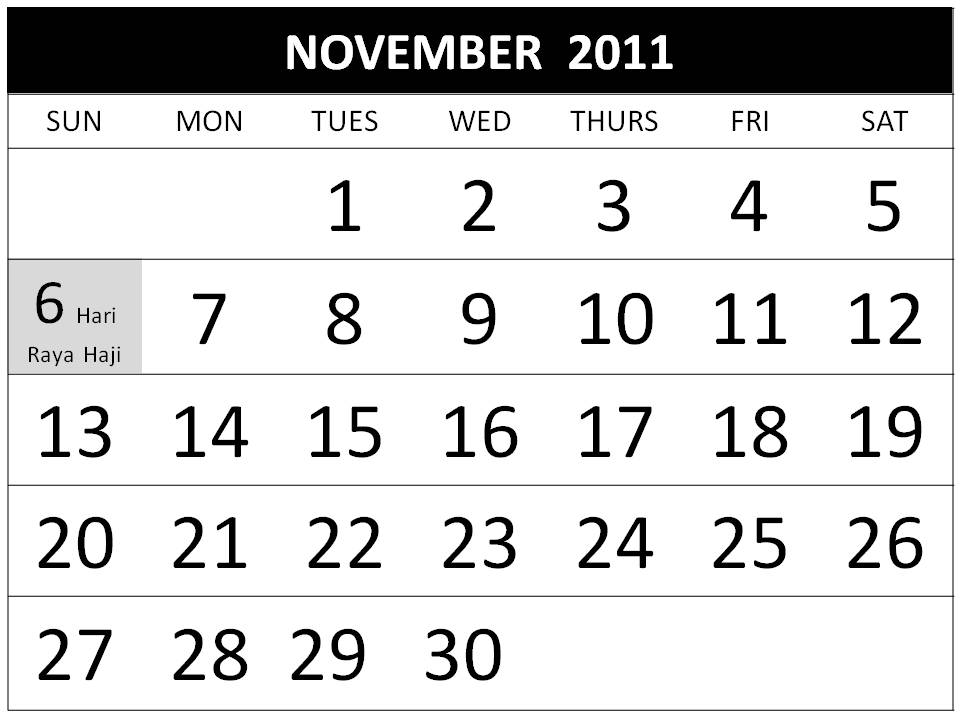 2011 Calendar With Holidays Printable