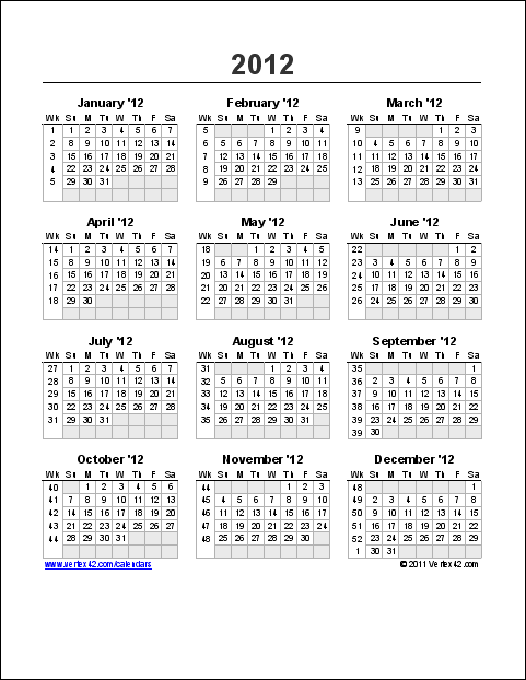 2011 Calendar With Week Numbers