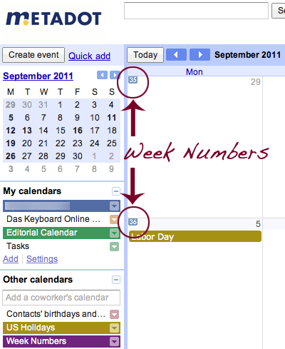 2011 Calendar With Week Numbers