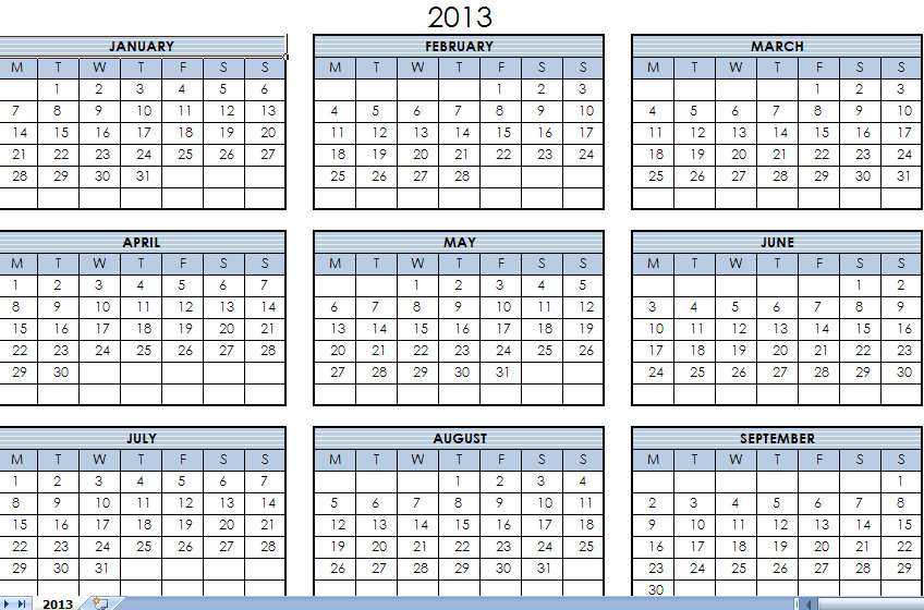 2011 Calendar Year On One Page Printable