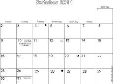 2011 Calendar Year On One Page Printable