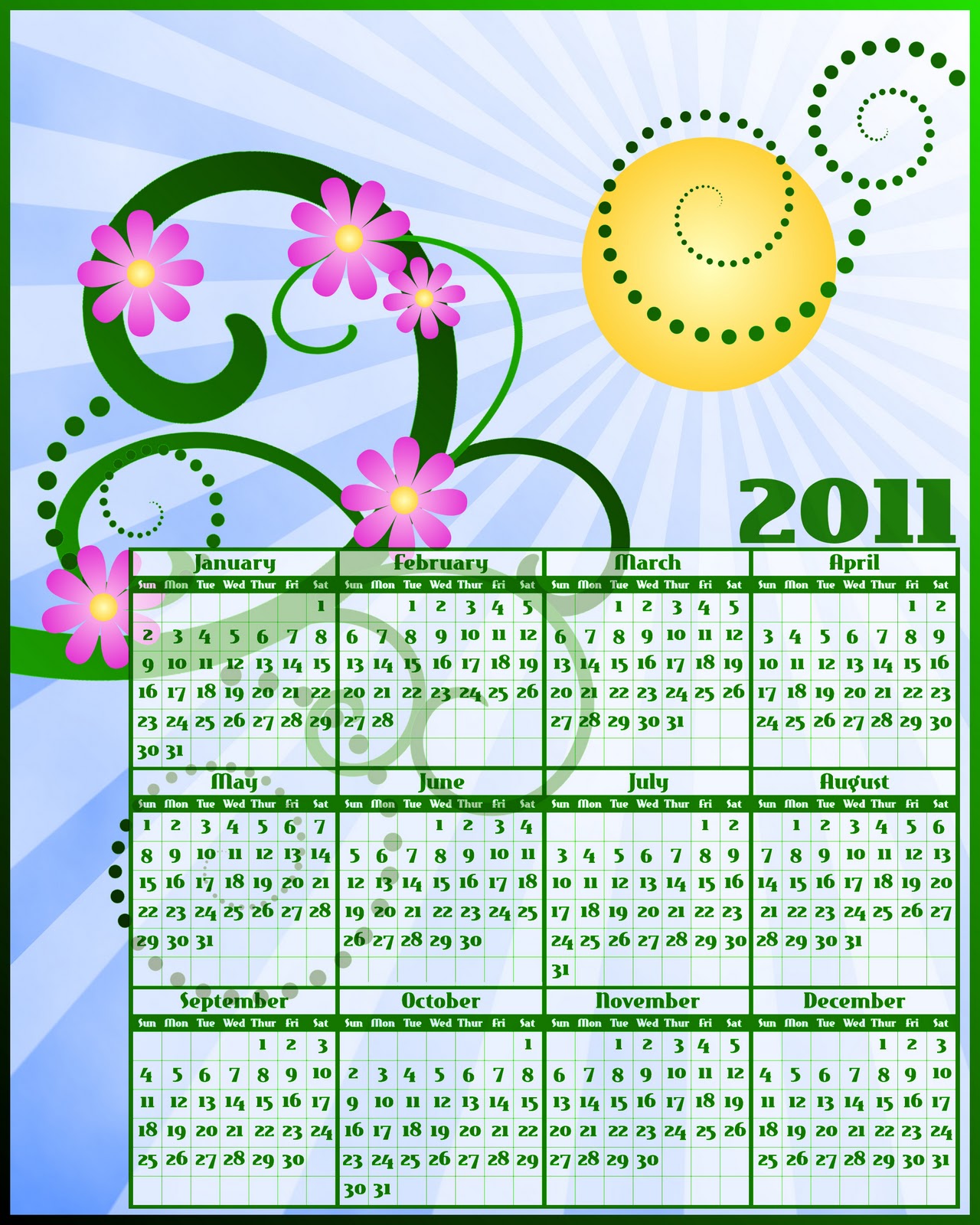 2011 Calendar Year Printable