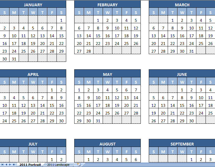 2011 Calendar Year Printable