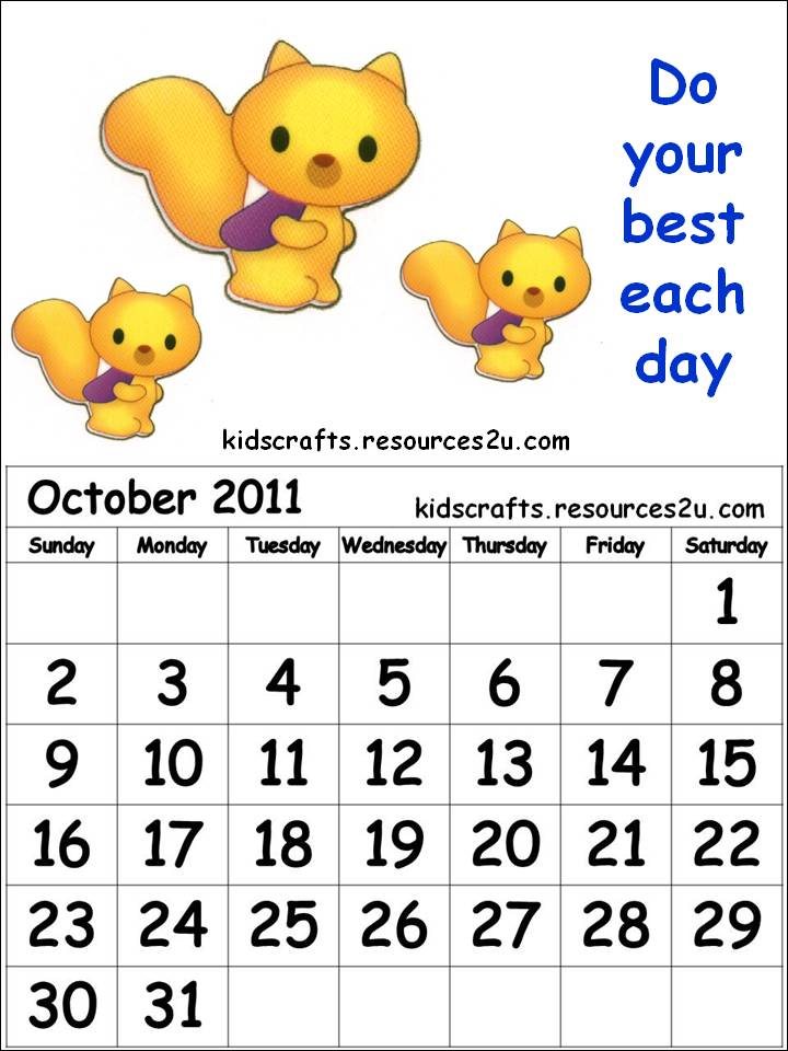 Blank October 2011 Calendar Printable