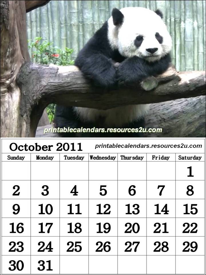 Blank October 2011 Calendar Printable