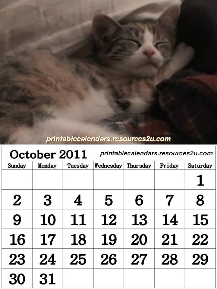 Blank October 2011 Calendar Printable