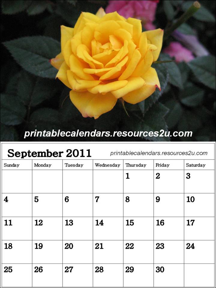 Blank September 2011 Calendar Printable