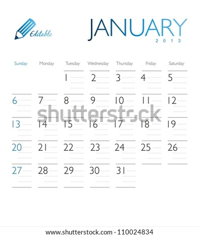 Calendar 2013 January