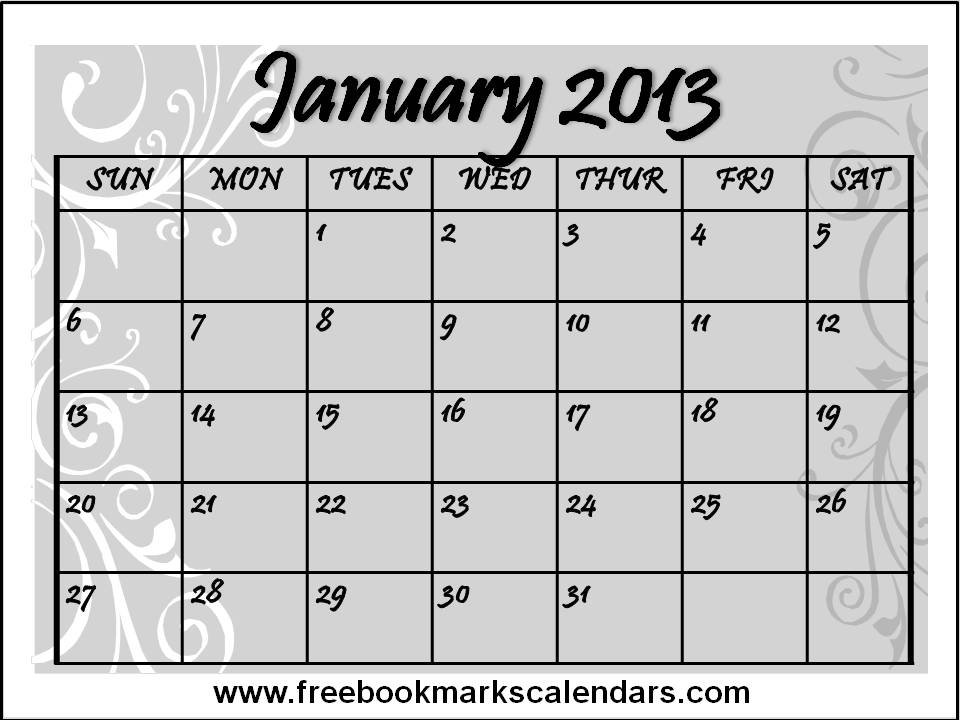 Calendar 2013 January February