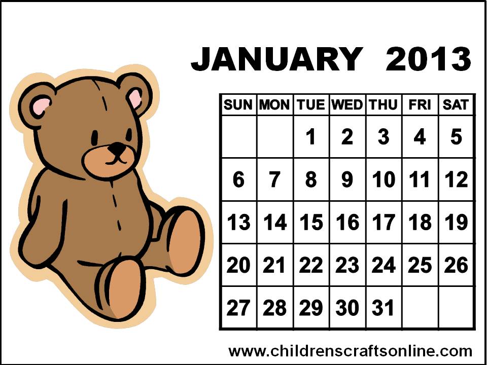 Calendar 2013 January Printable