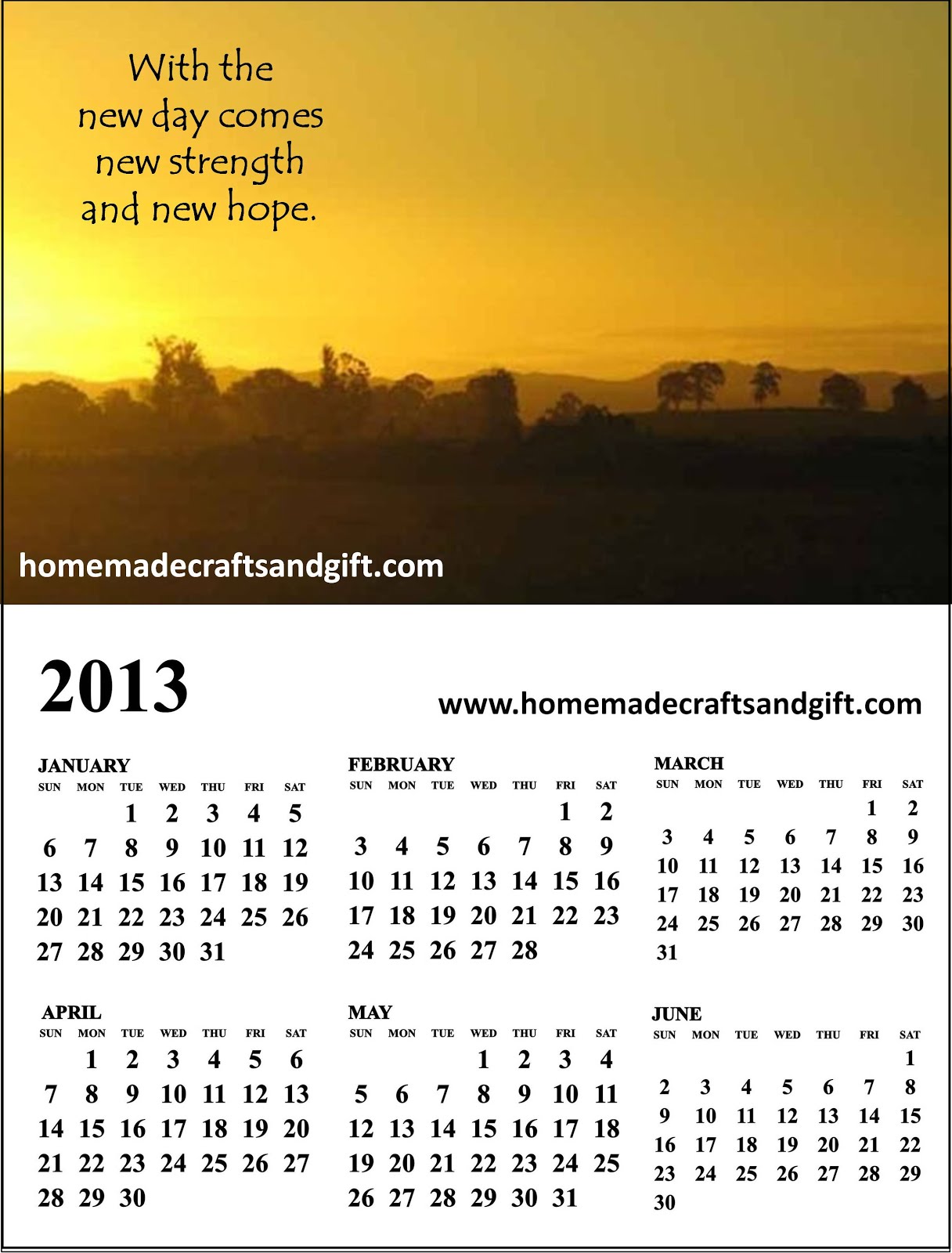 Calendar 2013 January Printable