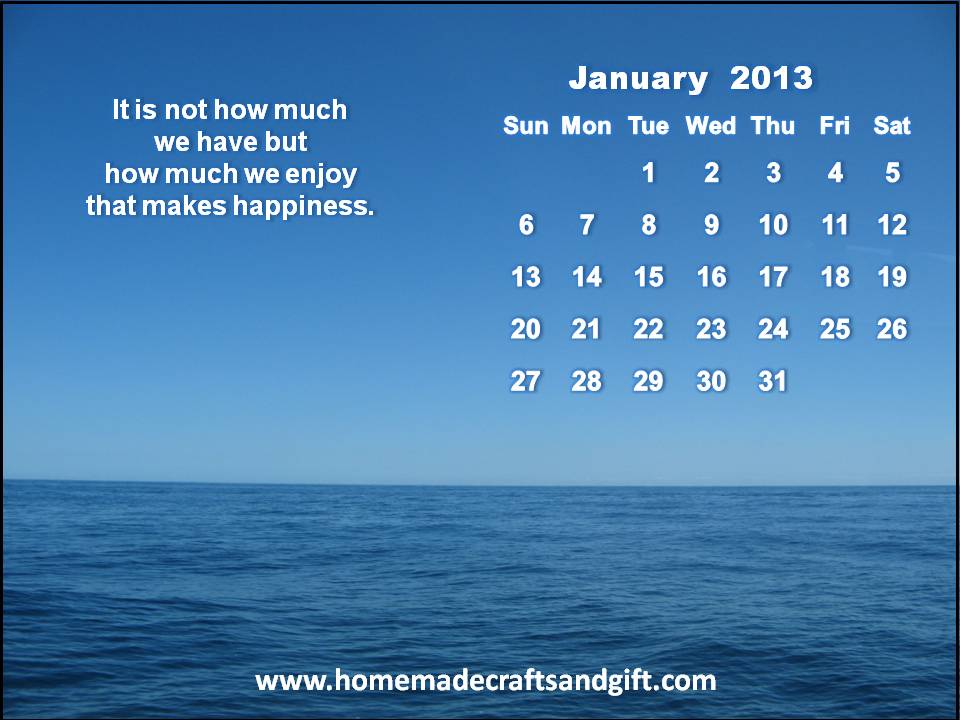 Calendar 2013 January Printable