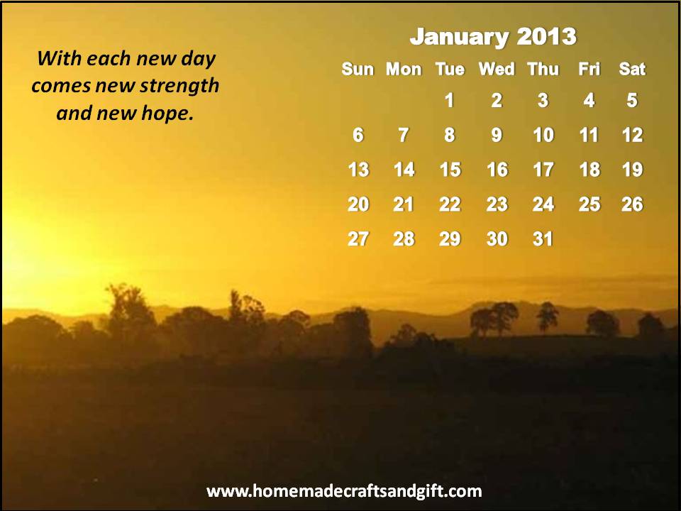 Calendar 2013 January Printable