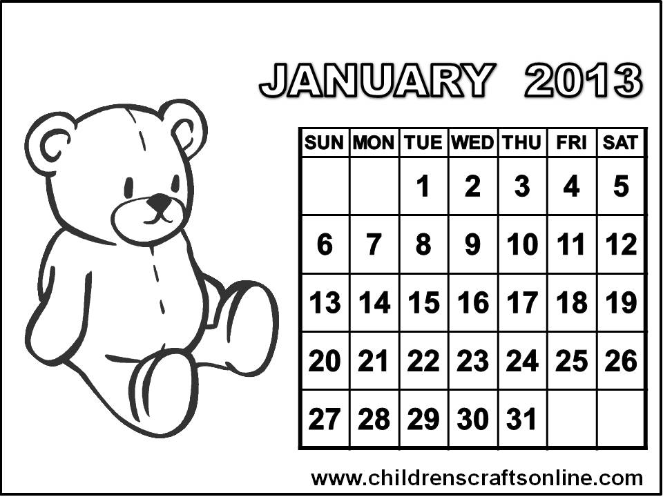 Calendar 2013 January Printable