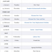 Calendar 2013 Malaysia Holiday