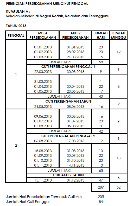 Calendar 2013 Malaysia With School Holidays