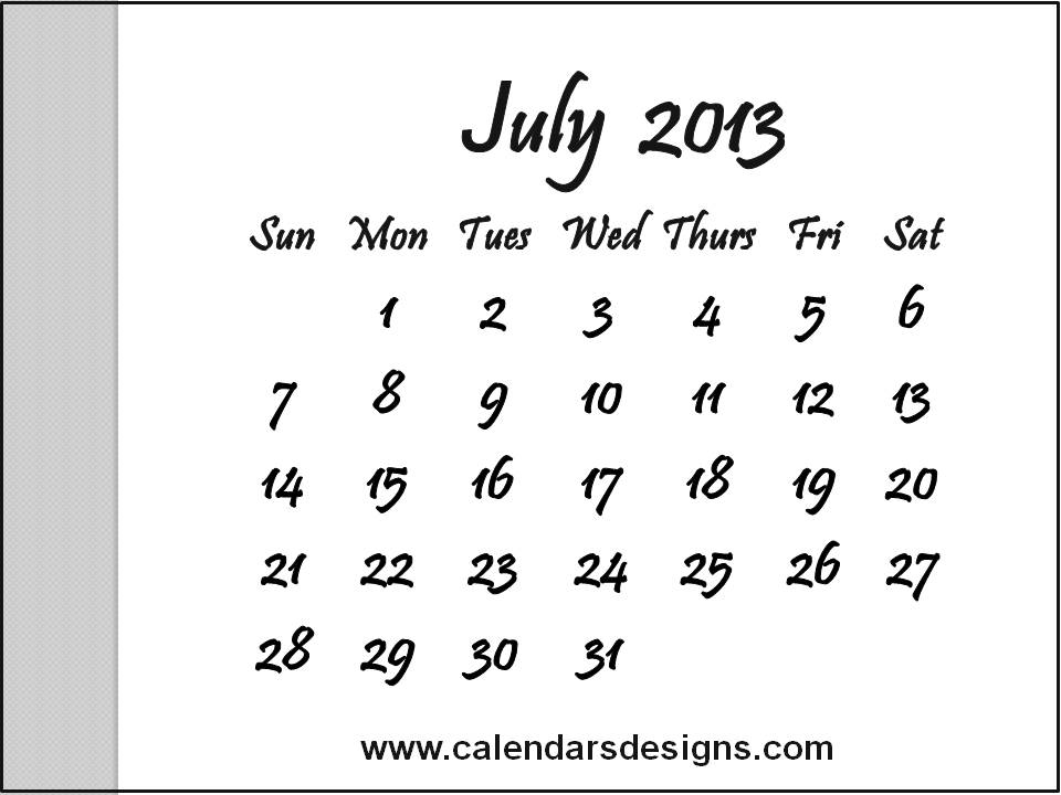 Calendar 2013 Printable Free