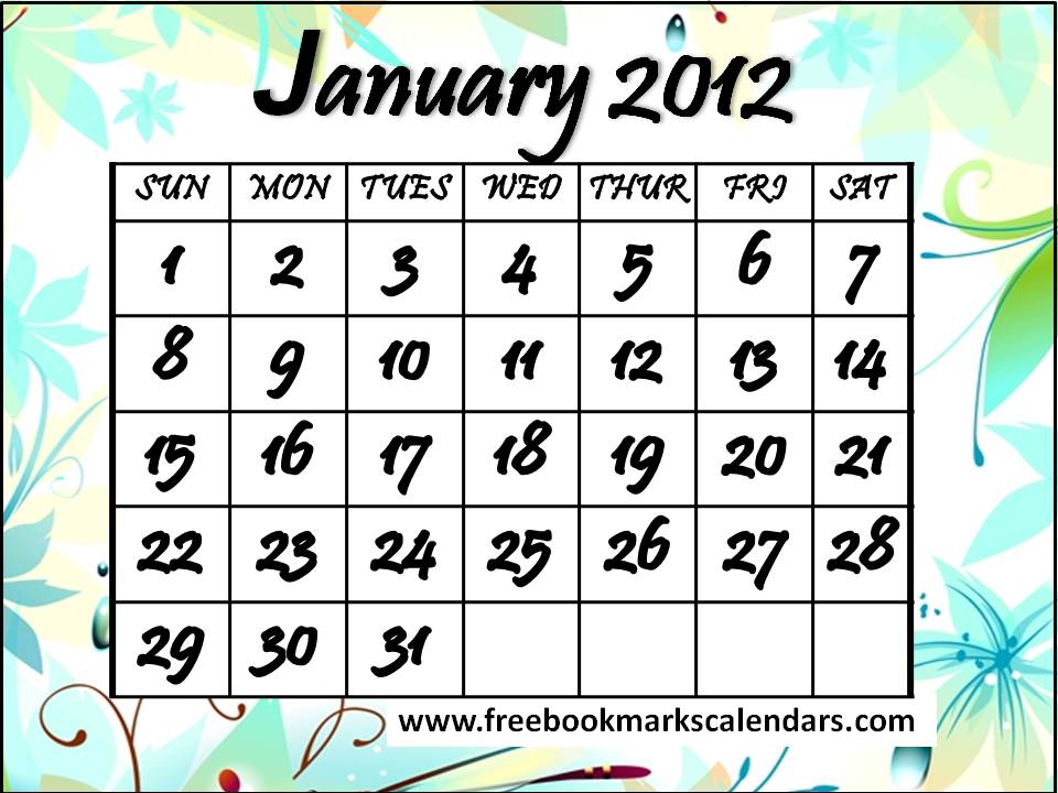 Calendar 2013 Printable January