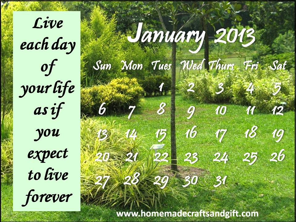 Calendar 2013 Printable January