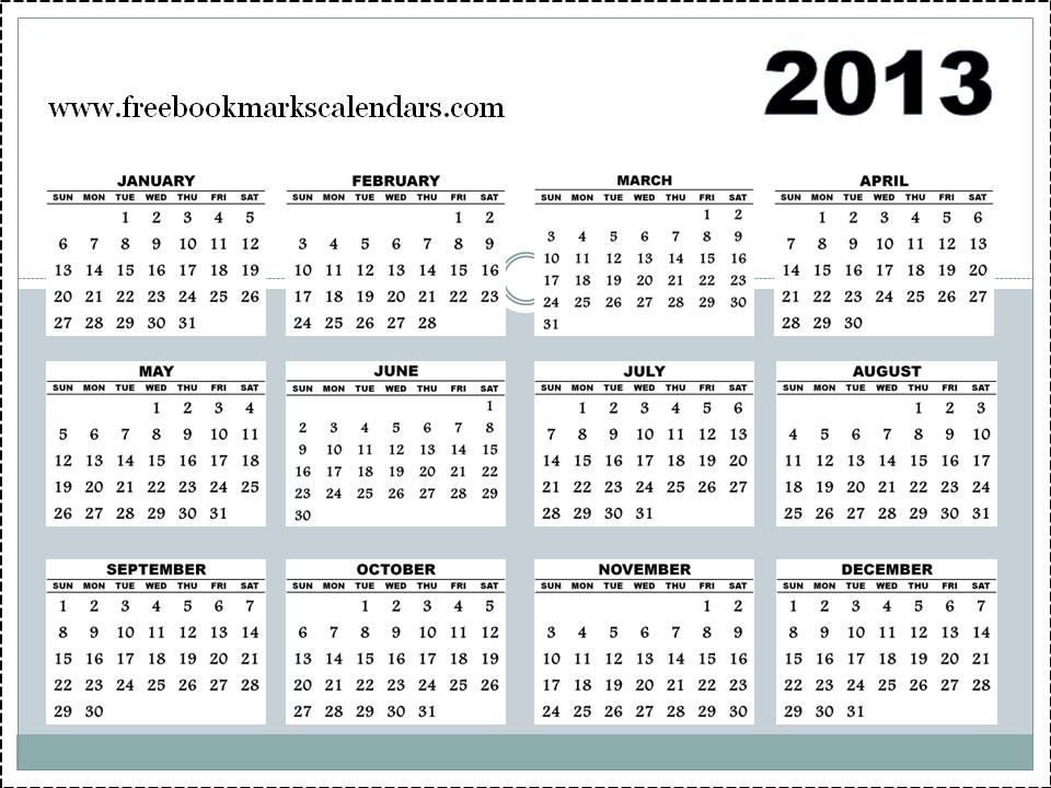 Calendar 2013 Printable Landscape